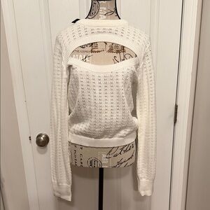 LULUS White open front light sweater NWT LARGE